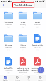 Your InfiniCLOUD files will be displayed