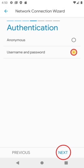 Select "Username and Password"