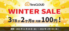 キャンペーン/2021 Winter Sale 3TBプラン2ヶ月間月額100円！